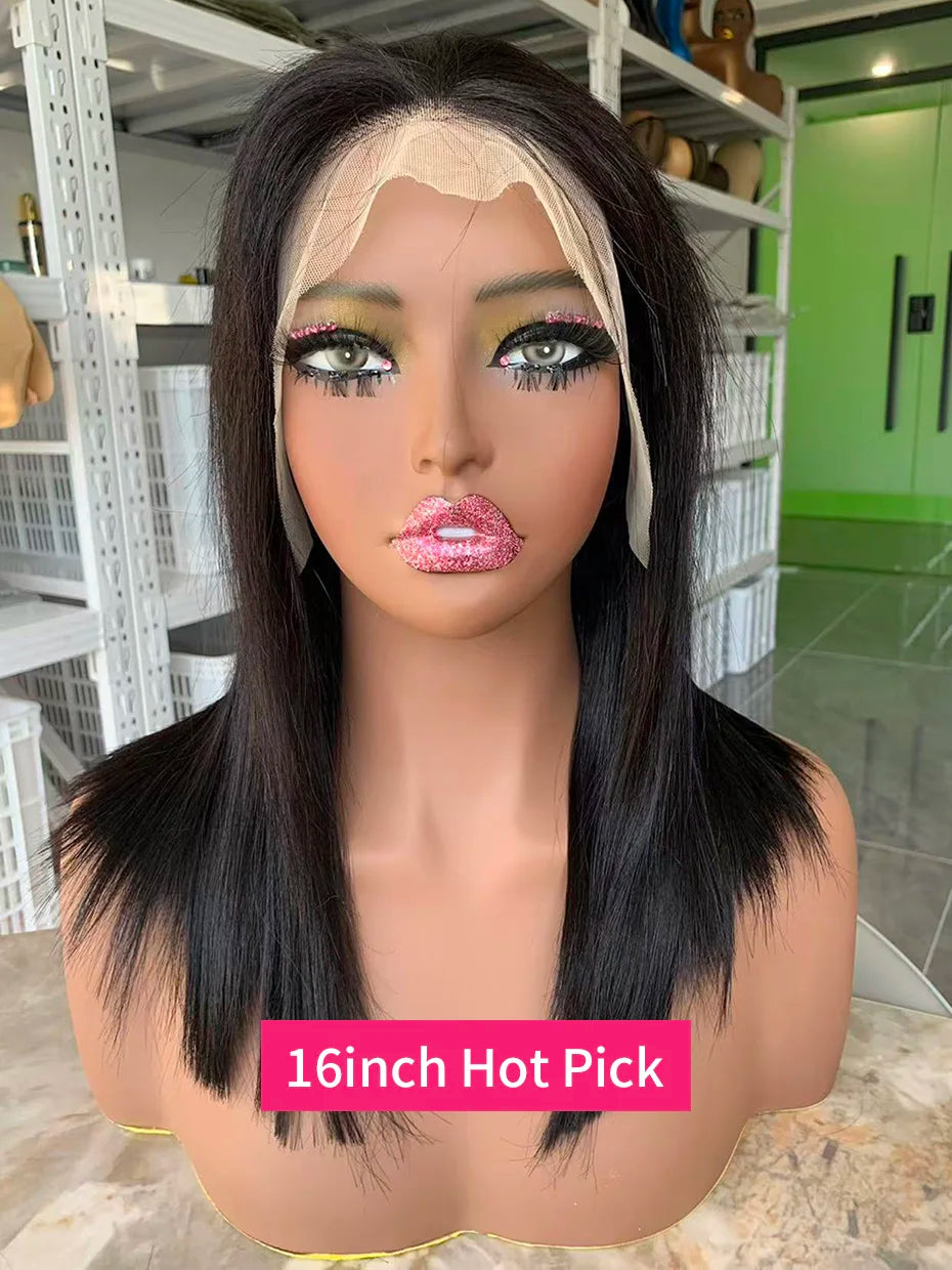 Raw Hair Vietnamese 250 Density 100 Human Hair Lace Frontal Wigs Straight Natural Black 13x6 Bob Wig Lace Front Human Hair Wigs