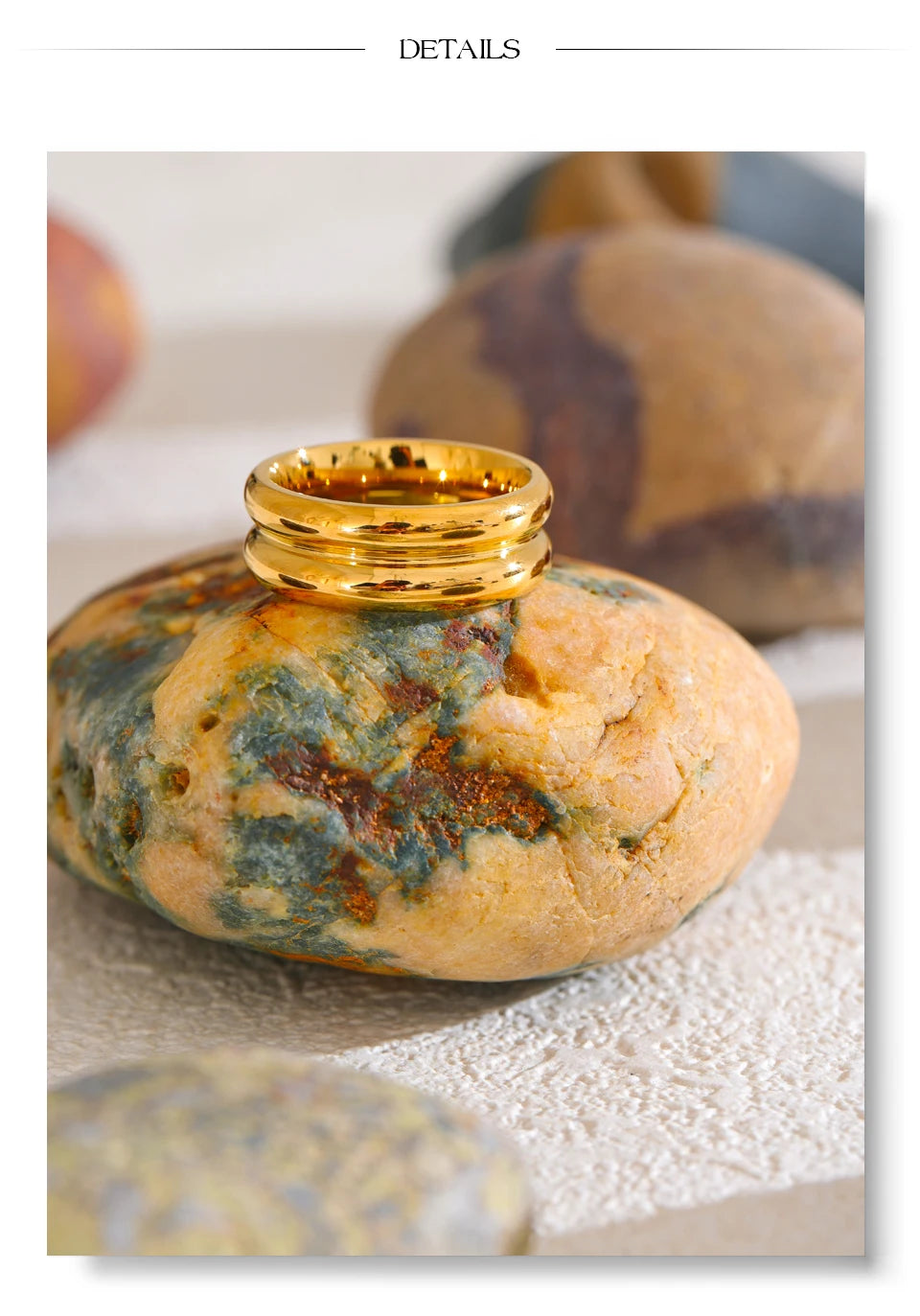 Yhpup 678# Exquisite Stainless Steel Shiny Zirconia Fashion Metal Ring 18K Gold Color PVD Plated High Quality Versatile Jewelry