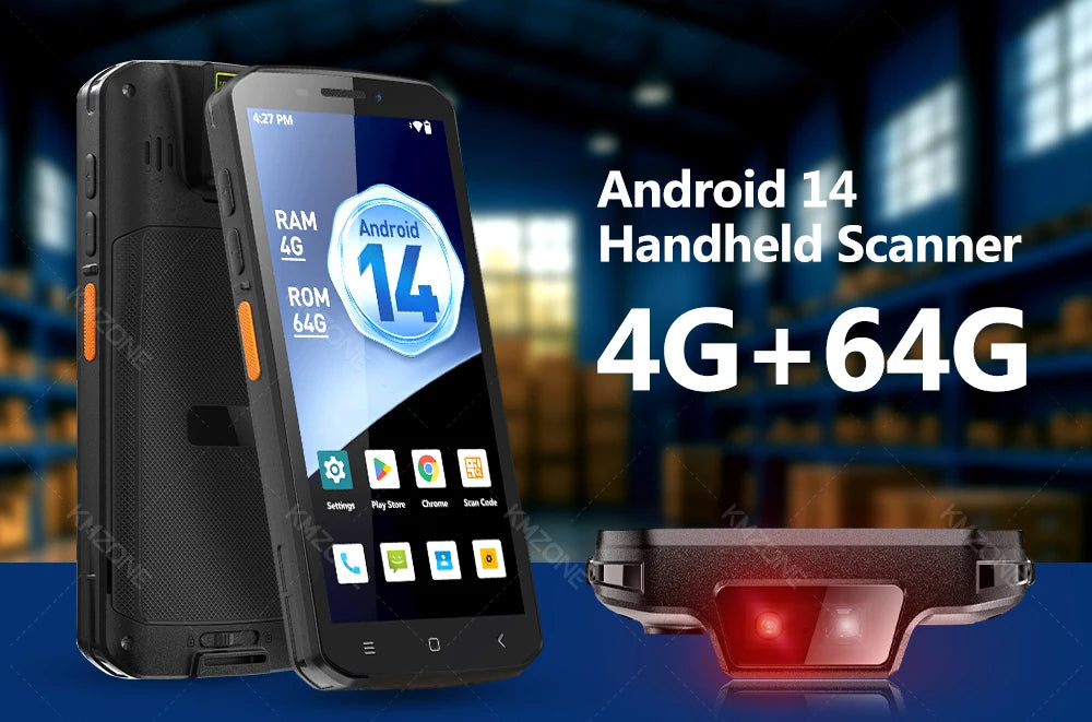 MTK6765 PDA Terminal Android 14 with NFC 4G64G Wifi GPS 1D 2D QR Barcode Scanner Reader Data Collector Mobile Warehouse device