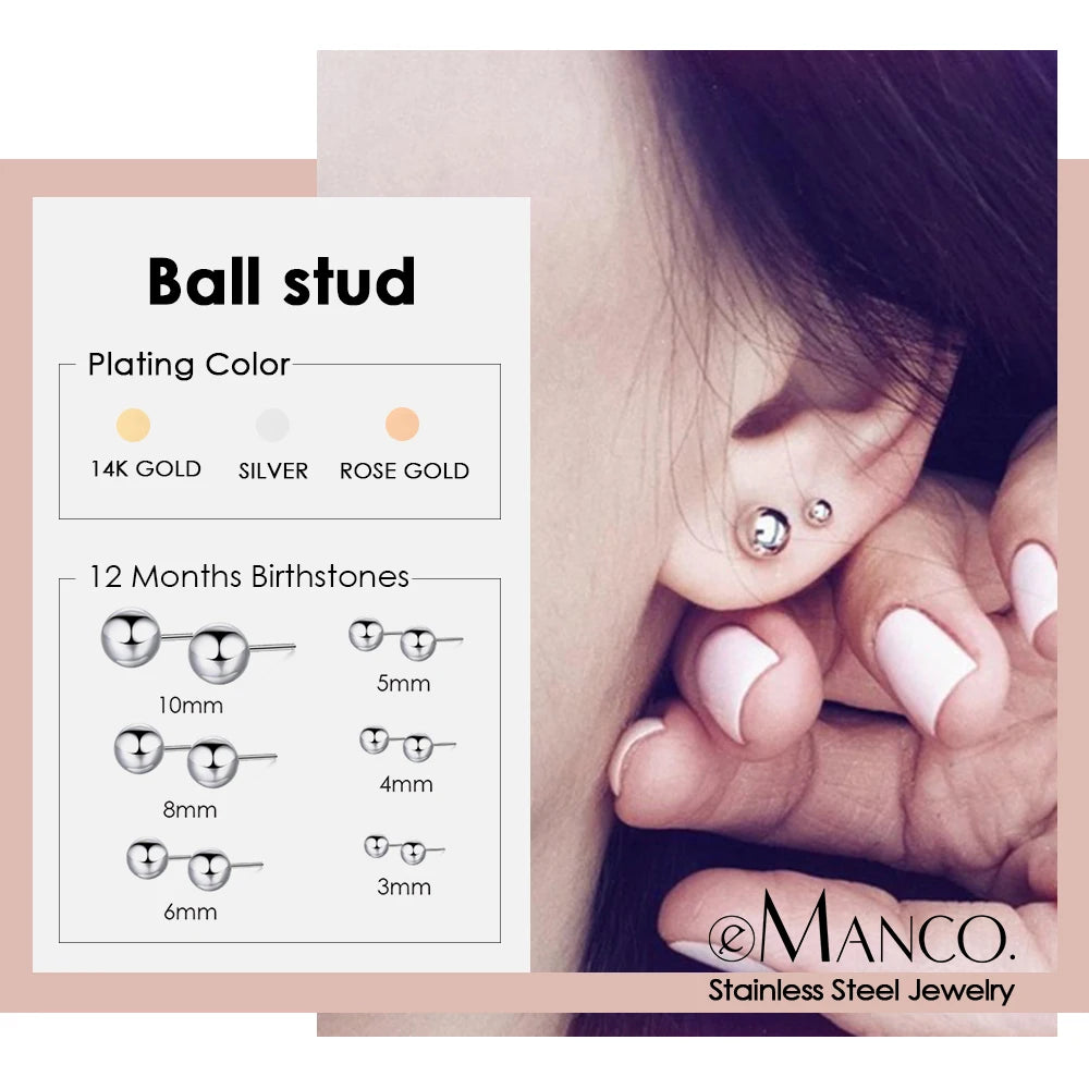 e-Manco Pierced Allergic Stud Earrings for Women Stainless Steel Small Geometric Earrings Wholesale/Dropshipping Fashion Jewelry
