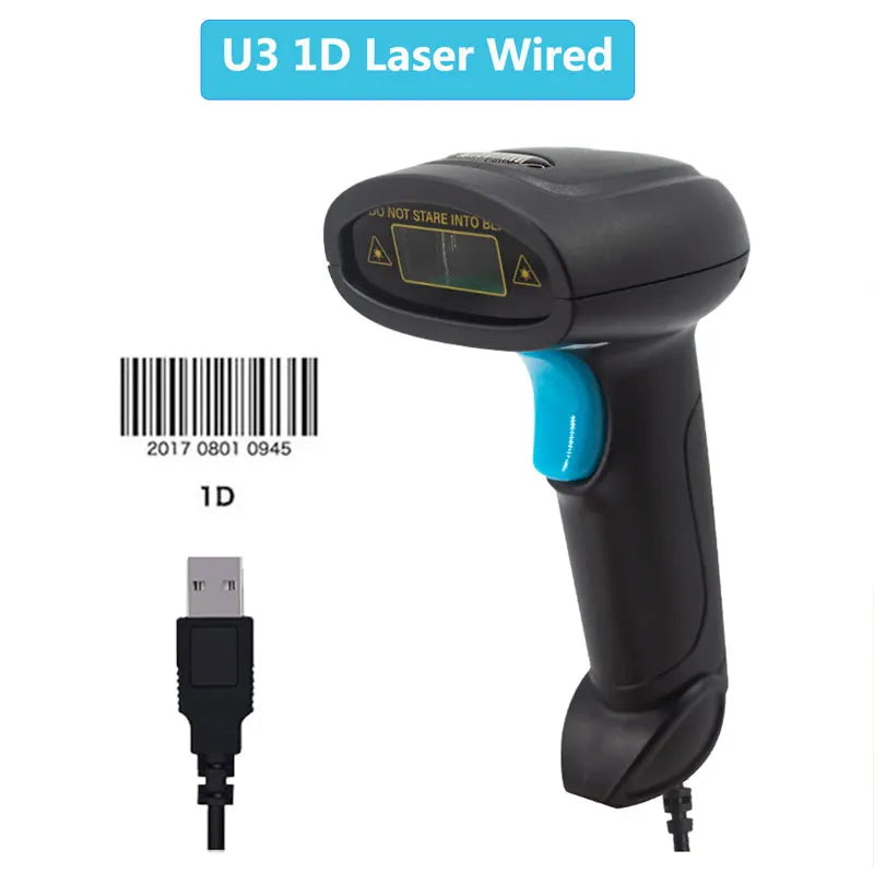 1D/2D Barcode Scanner Wired/Wireless/Bluetooth QR Code Reader for Pos System,PDF417 Desktop Scanner for Warehouse Inventory Shop