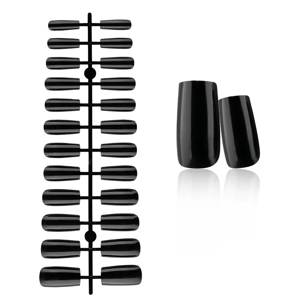 24 Pcs Solid Color Nail Tips Extension System Soft Gel Fake Nail Sculpted Square Full Cover Press on Nail Tips Artificial Nails