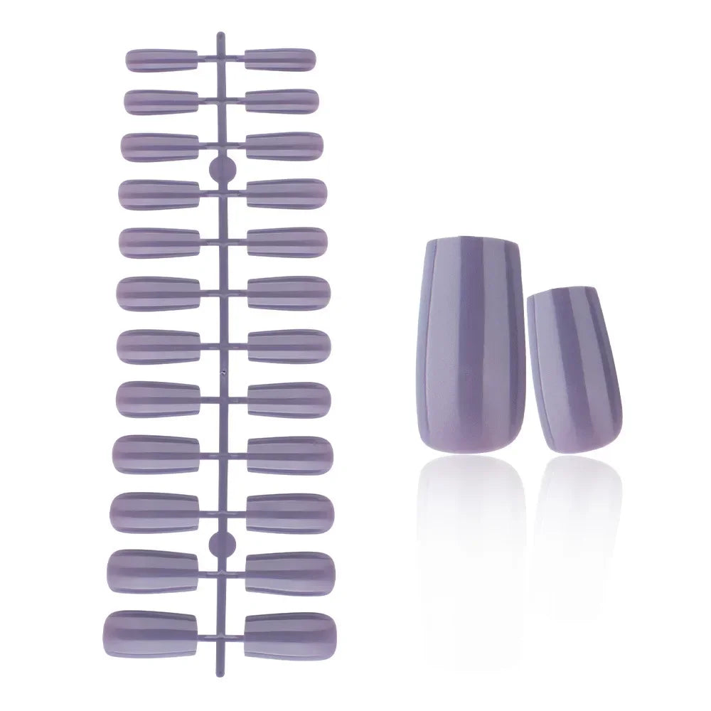 24 Pcs Solid Color Nail Tips Extension System Soft Gel Fake Nail Sculpted Square Full Cover Press on Nail Tips Artificial Nails