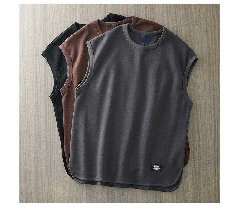 DUKEEN Heavyweight Pique Fabrics Tank Top Men 2024 Summer Sports Fitnesssleeveless T-Shirt Loose Solid Color Tops