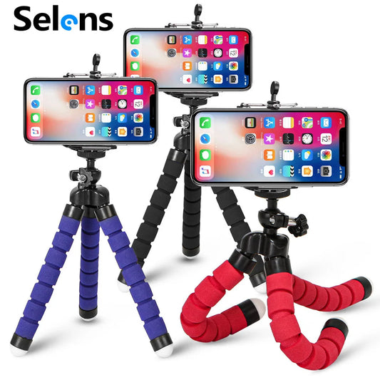 Selens Tripod Flexible Sponge Octopus Adjustable Mini Camera Tripod For Phone Holder Clip Stand For IPhone Xiaomi Huawei Ipad