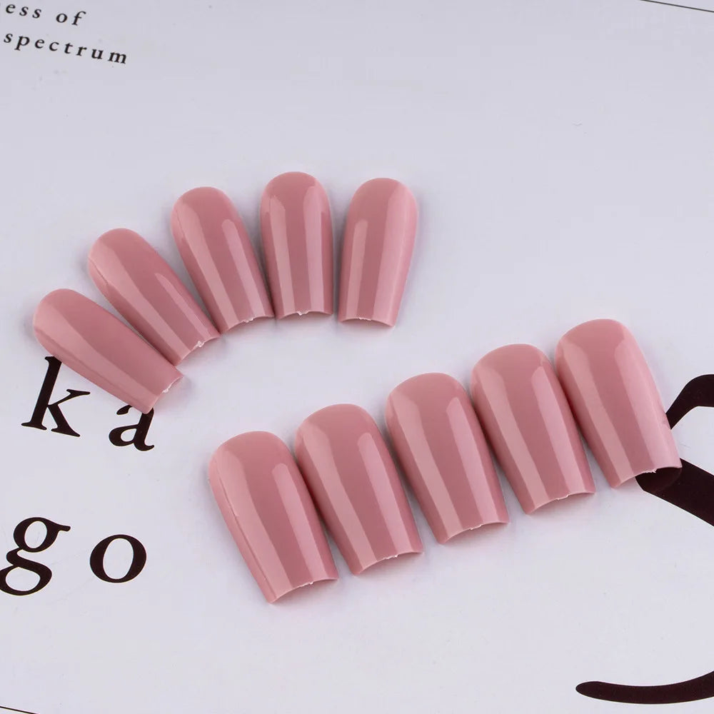 24 Pcs Solid Color Nail Tips Extension System Soft Gel Fake Nail Sculpted Square Full Cover Press on Nail Tips Artificial Nails