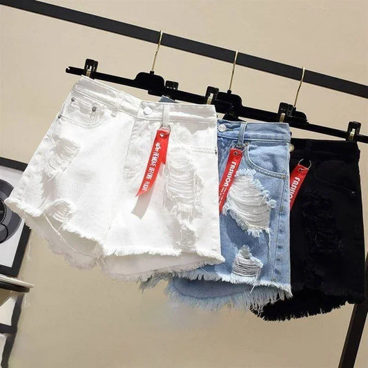 Fashion Blue Denim Shorts Women's Summer High Waist Loose Short Pants Sexy Girl All Match Hot Pants Jeans Wide Shorts Korean