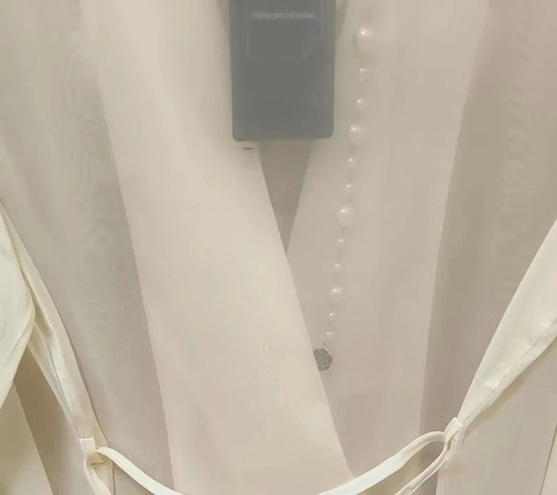 MEXZT Elegant Sheer Shirts Women Black Bandage Long Sleeve Blouses Summer Office Ladies Blazer Korean Fashion Sunscreen Tops New