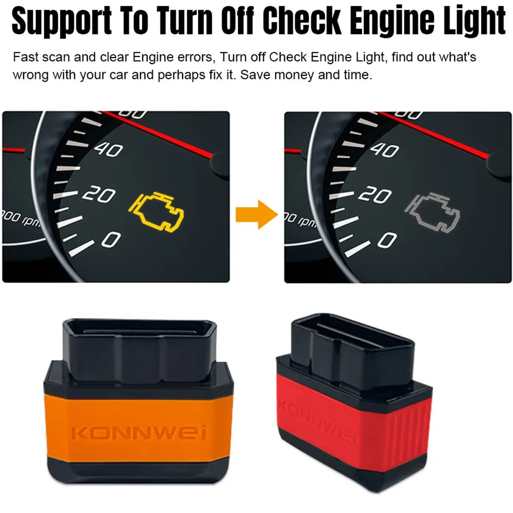 Konnwei Bluetooth 5.0 ELM327 V1.5 OBD2 Scanner KW906 OBDII Auto Diagnostic-Tools ELM 327 V 1.5 OBD 2 Car Code Readers Scan Tools