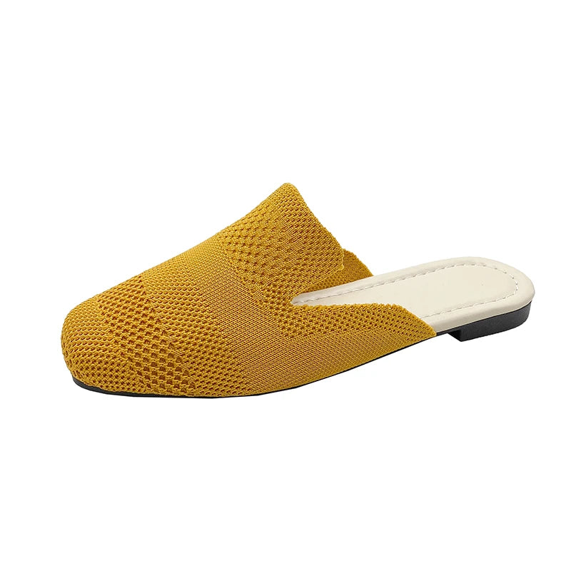 French Minority Slippers Fairy Shoes To Wear 2024 New Summer Soft Bottom Baotou Hollow Woven Flat Shoes for Women