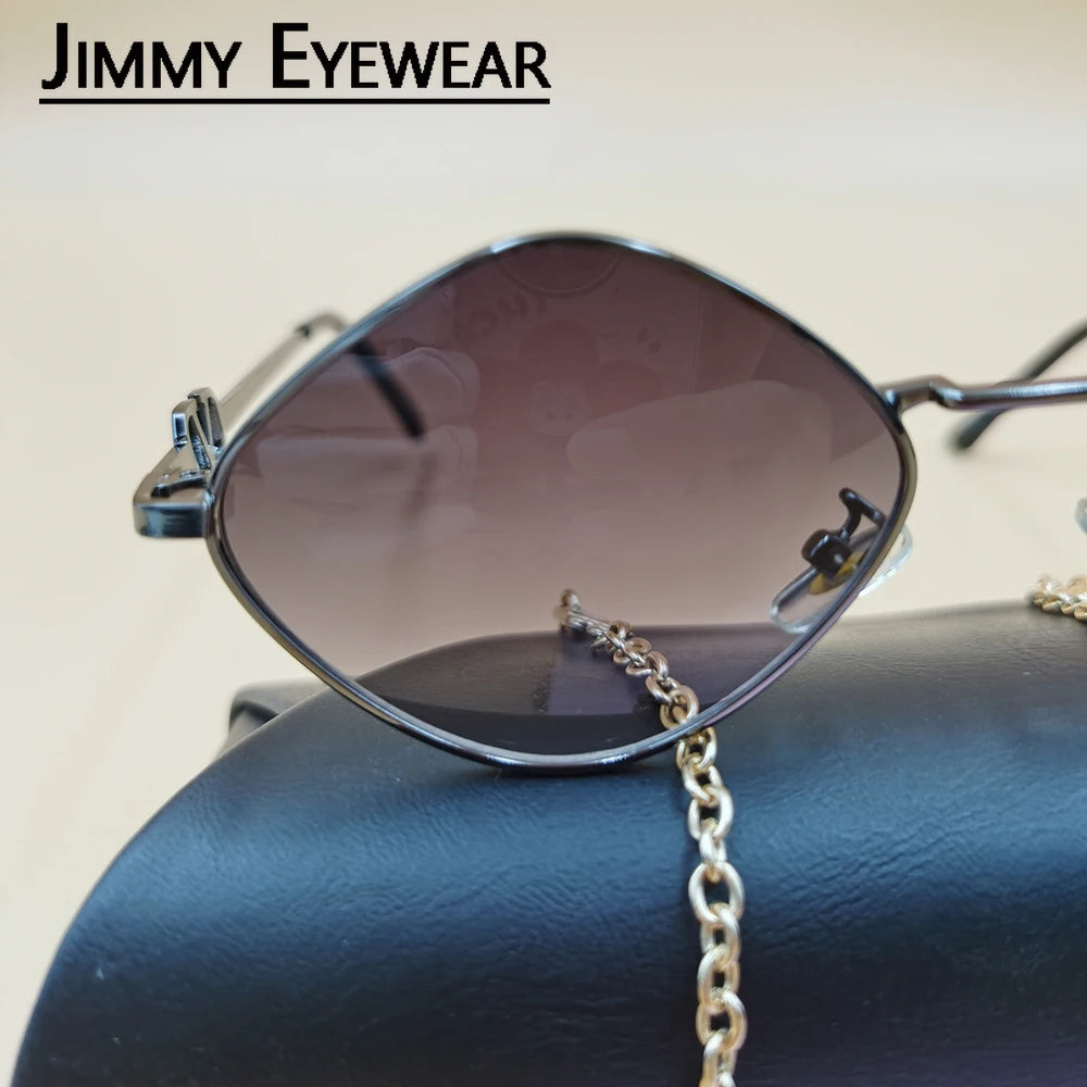 2023 with Chain Women's Sunglasses New Trendy Fashion Small Cat Eye Elegant Metal Eyeglasses for Female Designer UV400 Glasses