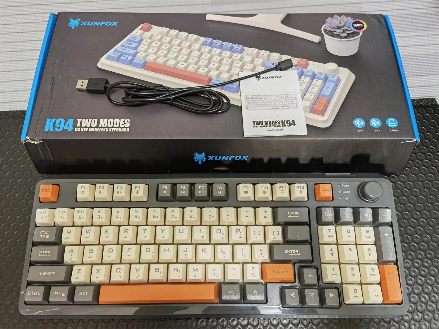 Russian Wireless Keyboard With Russian Layout Spanish Arabic Korean Keyboard Mouse Kit Bluetooth RGB Backlight Volume Knob K94