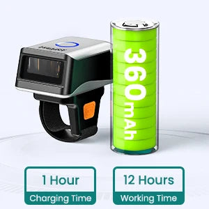 Wearable Mini 1D Ring Barcode Scanner 2.4G Wireless & Bluetooth & USB Wired 3-in-1 1D Code Reader Laser Bar Code Scanners