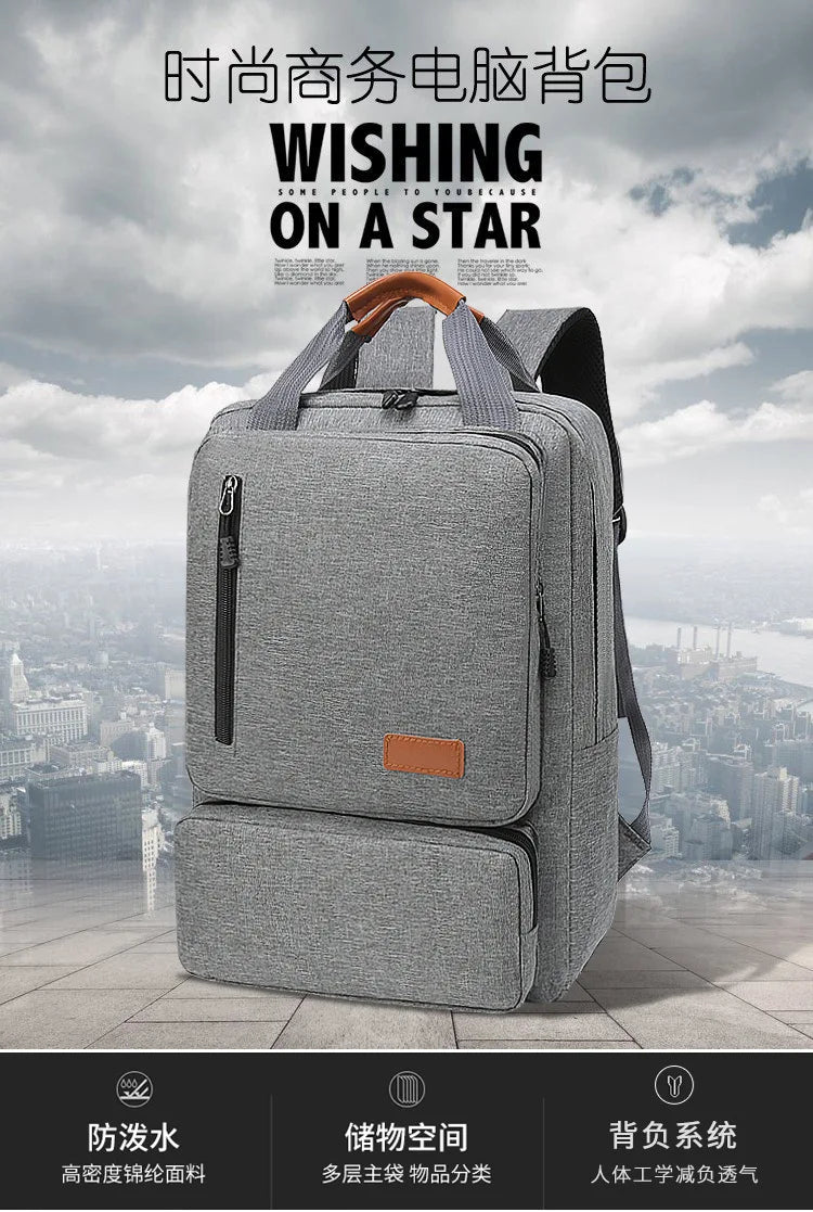 Fashionable Unisex Three-Piece Shoulder Bag Crossbody Chest Bag Lightweight Waterproof Computer Backpack Pure Colour Oxford Mate