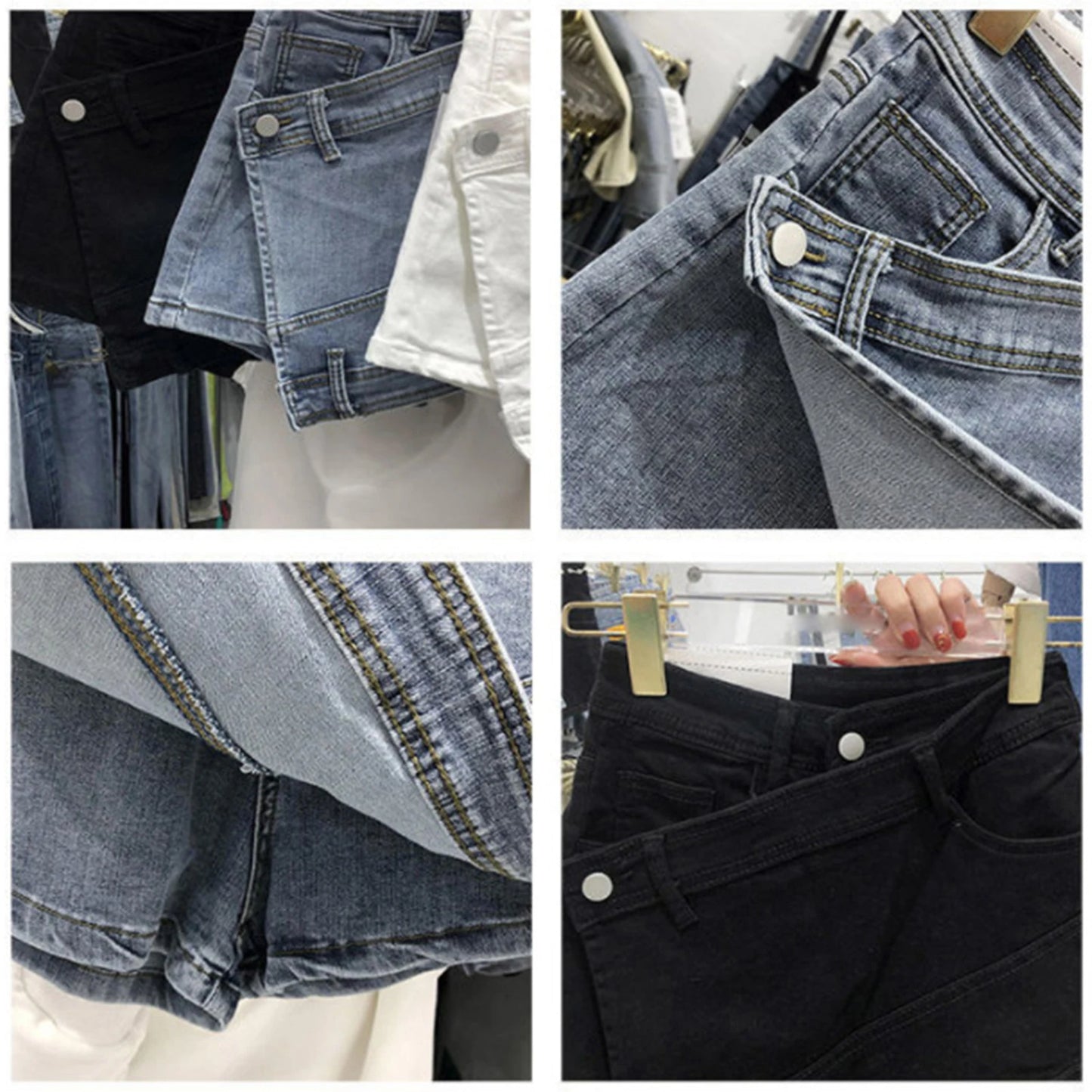 Womens Stretch Skinny Ripped Hole Washed Denim mom Jeans Female Slim Jeggings High Waist Pencil Pants Trousers