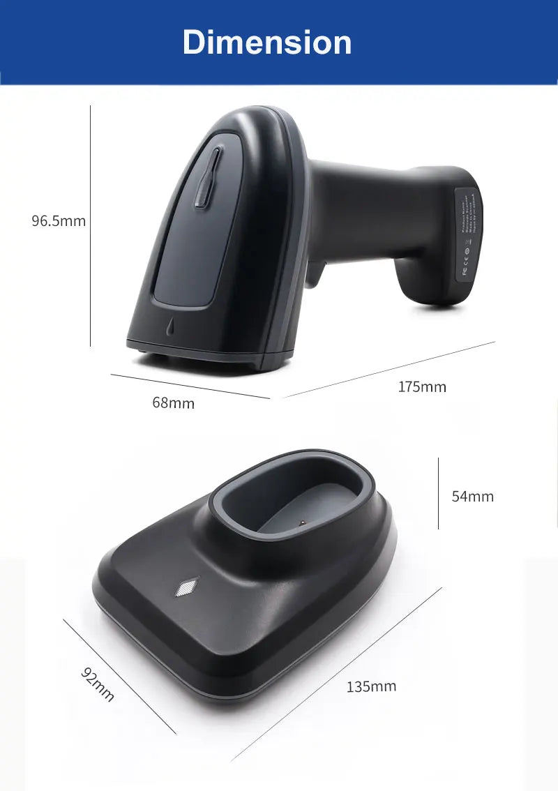 1D/2D Barcode Scanner Wired/Wireless/Bluetooth QR Code Reader for Pos System,PDF417 Desktop Scanner for Warehouse Inventory Shop