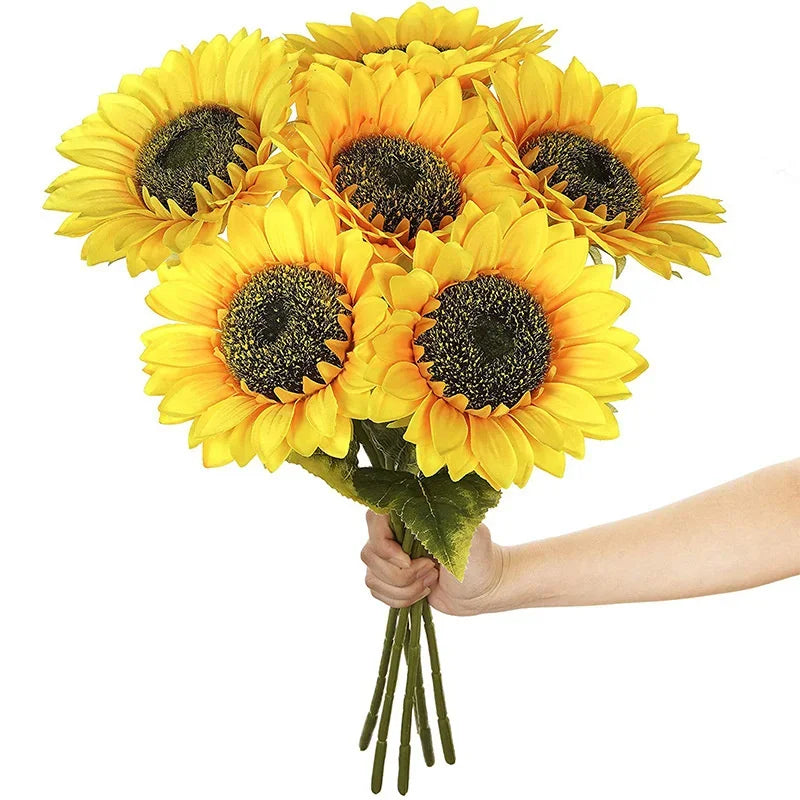 6pcs Artificial Flowers Sunflower Decorative Bouquet Silk Flowers for Party Table Decoration Fake Flowers Wedding Home Decor