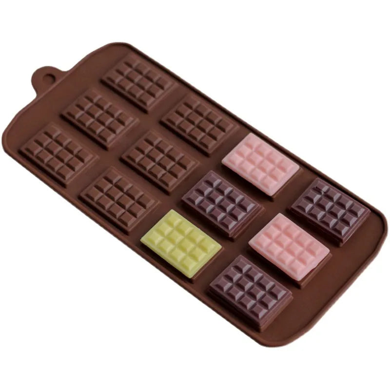 12 Gird Chocolate Silicone Mold Fondant Waffles Baking Mould Candy Cake Biscuit Making Tools Kitchen Supplies Candle Soap Moulds