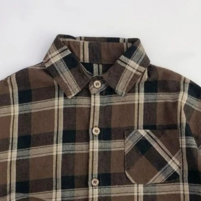 Boys Baby's Kids Blouse Coat Jacket Outwear Cotton 2024 Plaid Spring Autumn Shirts Outwear Teenagers Overcoat Children's Clothin