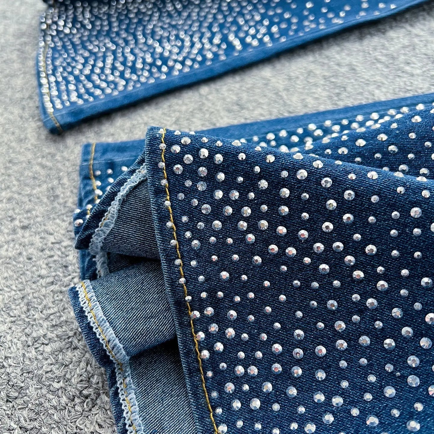 Denim Pant Set Women Two Piece Sets Sexy Matching Sets Sleeveless Short Tops Long Flare Pants High Waist Slim Hot Diamond