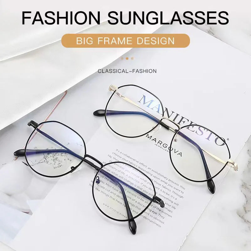 Vintage Anti Blue Light Glasses Metal Frame Optical Simple Women Men Transparent Eyewear Goggles Blue Ray Blocking Eyeglasses