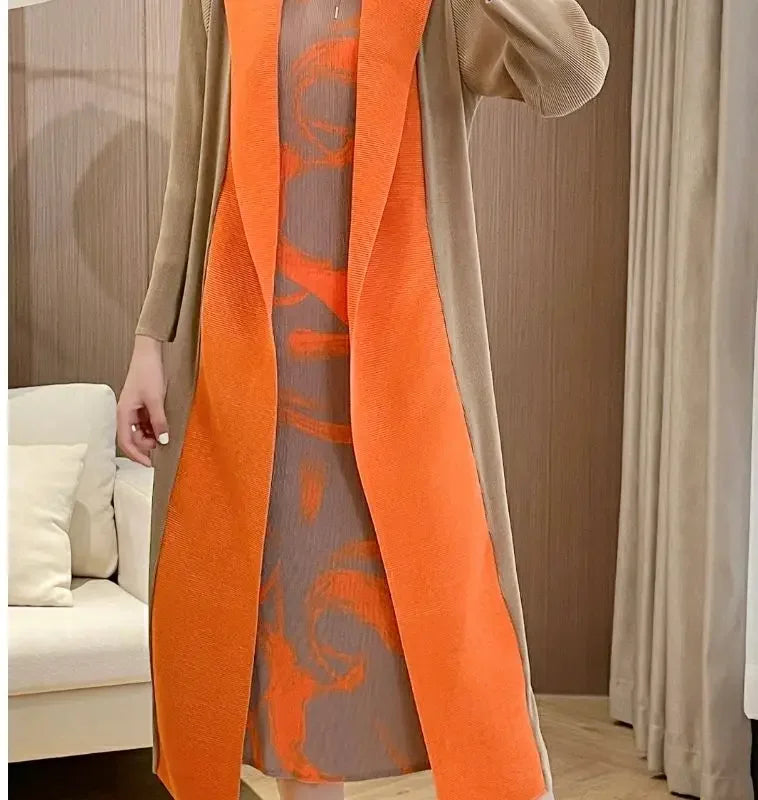 Folded Fake Two Piece Dress 2025 Spring Large Sleeves Round Neck Printed Mom's Dress  Y2k Dress