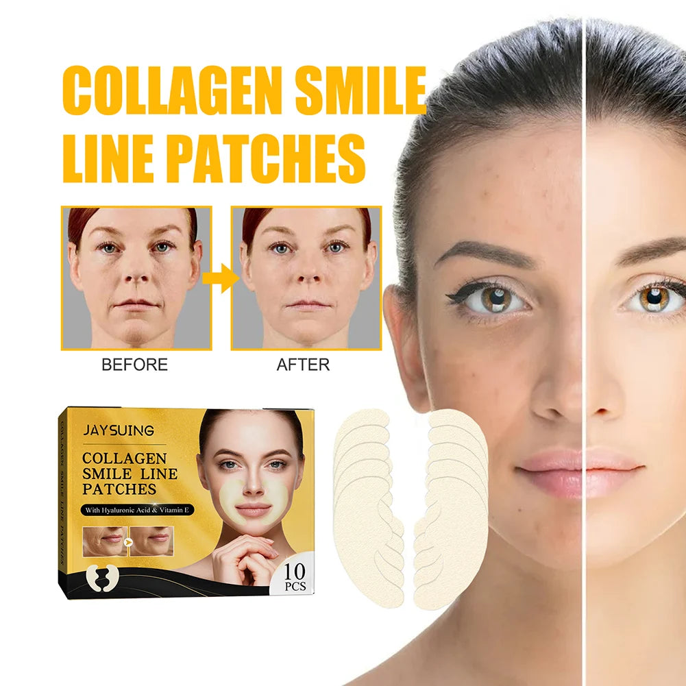 10pcs/Box Forehead Line Removal Patch Nasolabial Folds Collagen Wrinkle Face Patch Anti-Aging Face Lift Beauty Skin Care Pad