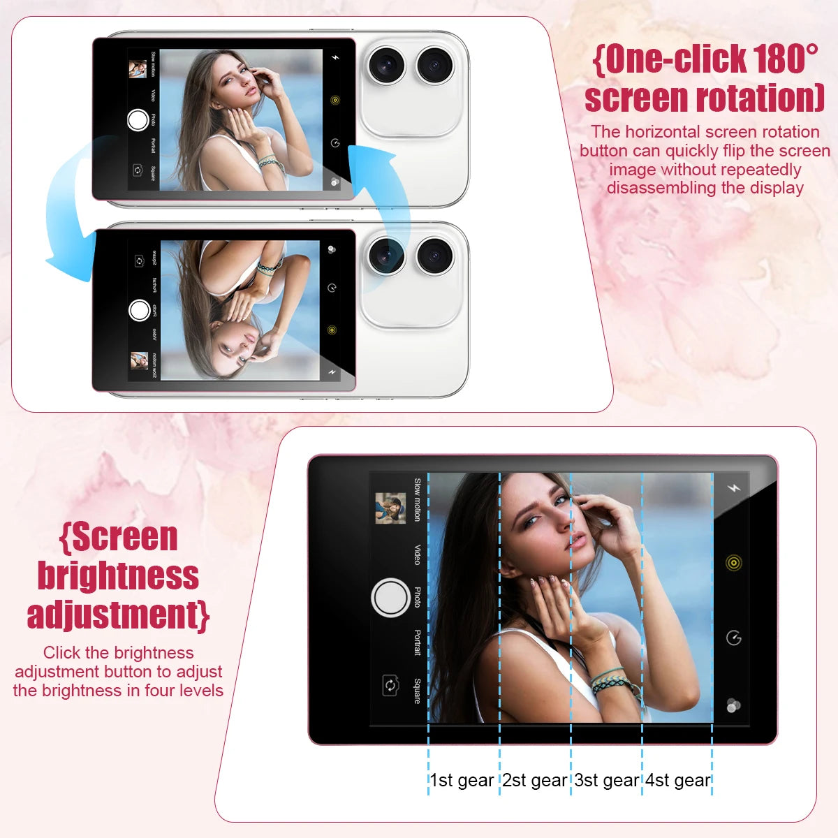 Wireless Magnetic Mount Vlog Selfie Monitor Screen Phone Rear Camera Selfie WiFi Bluetooth Connection for Selfie Live Vlog