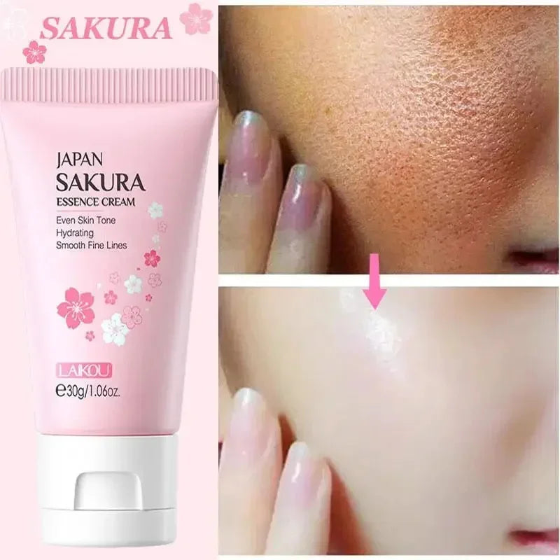 Sakura Whitening Essence Face Cream Anti-Aging Moisturizer Wrinkle Remover Remove Dark Spots Shrink Pore Brighten Glow Skin Care