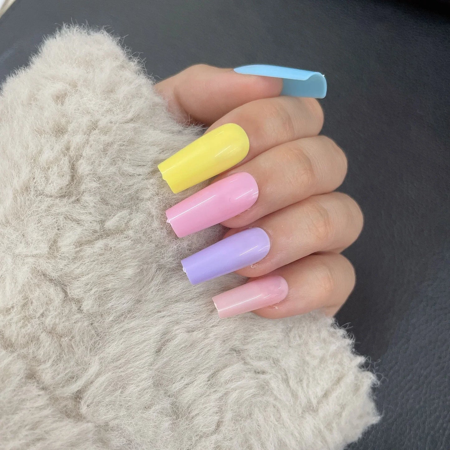 24 Pcs Solid Color Nail Tips Extension System Soft Gel Fake Nail Sculpted Square Full Cover Press on Nail Tips Artificial Nails