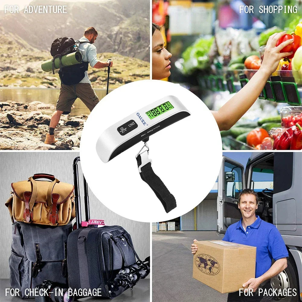 Portable High Precision Scale Digital LCD Display Suitcase Travel Bag Hanging Steelyard Hook Balance Scale Tools 110lb/50kg