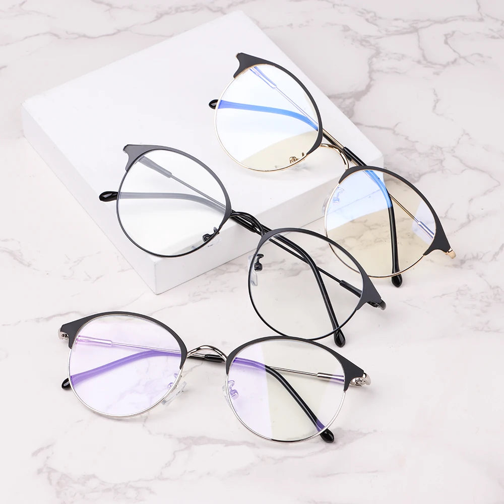 Classic Semi Rimless Anti Blue Light Blocking Glasses Men Square Ray Filter Eyeglasses Frames Computer Women Goggles