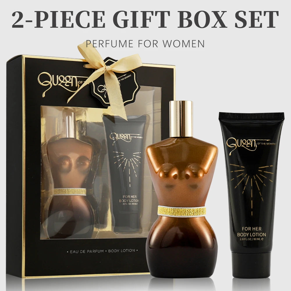 Women's Fragrance Sets 3.4fl.oz Eau de Parfum Spray EDP and 2.8fl.oz Body Lotion Large Set Queen of the Moment 2 Pcs Gift