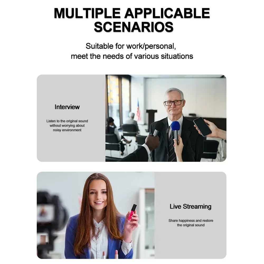 Microphone Wireless Lavalier Microphone for Live Streaming/YouTube/TikTok/Facebook Live Noise Reduction Mic For iPhone/Android