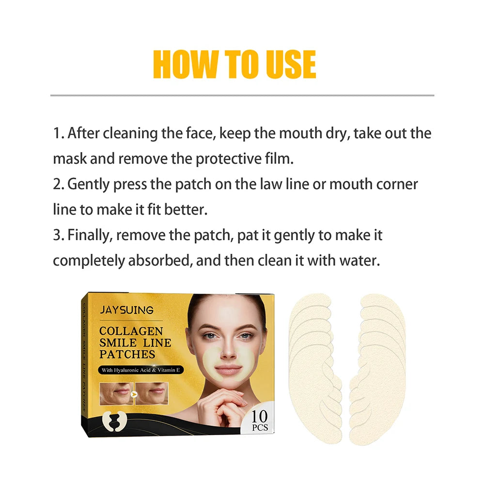 10pcs/Box Forehead Line Removal Patch Nasolabial Folds Collagen Wrinkle Face Patch Anti-Aging Face Lift Beauty Skin Care Pad