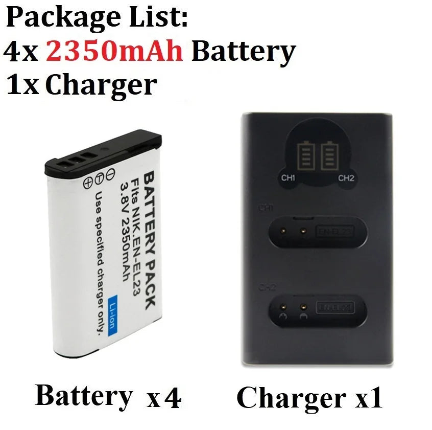 2350mAh EN-EL23 EN EL23 Battery + LED Charger for Nikon Coolpix B700 P610s P600 P900s S810c P610 P900 For Nikon EL23 Camera