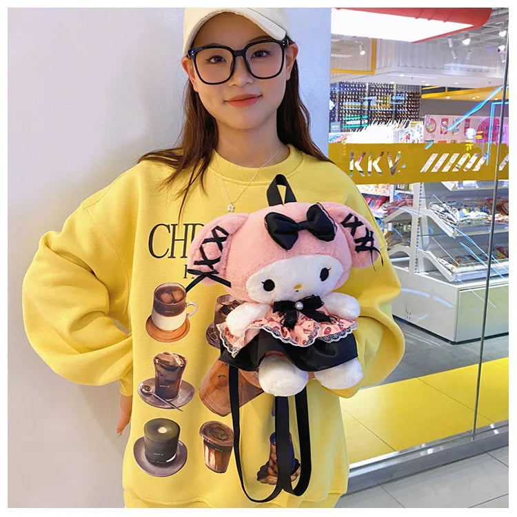 Wholesale Sanrio Plush Kuromi Backpack My Melody Backpack Shoulder Bag Kawaii Plush Toys Lolita Daypack Plushies Doll Girl Gift