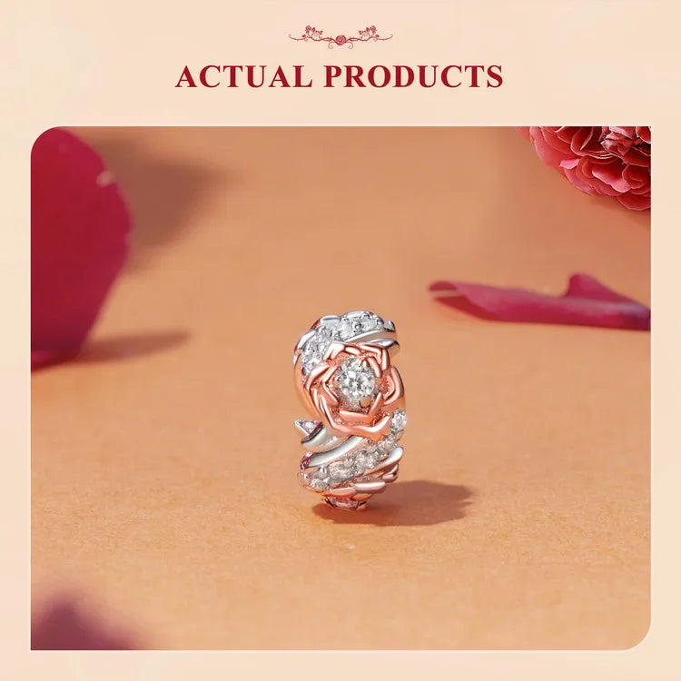 WOSTU 925 Sterling Silver Tree of Life Pendant Plated White Rose Gold Rose Charm Spacer Beads Fit Original Bracelet for Women