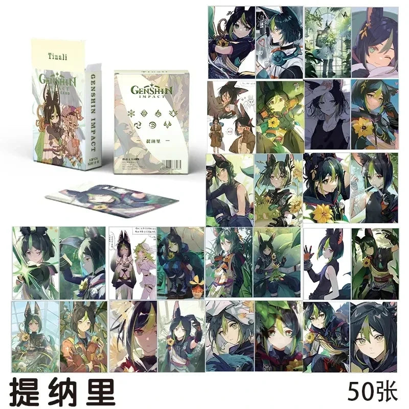 Hot Game Impact 50PCS/Set Decor Laser Lomo Card Photocard HD Double-sided Small Album Photo Card For Fans Collection Postcard