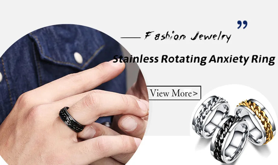 Titanium Steel Rotatable Chain Fidget Joint Ring Jewelry Anillos De Hombres