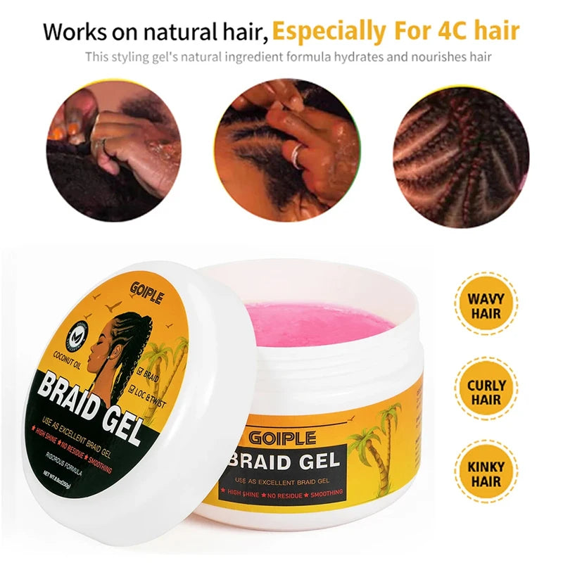 GOIPLE Strong Hold Lock and Twist Wax for Cornrows Edge Control Cream Hair Styling Shaping Tames Frizz Box Mousse for Braid Gel