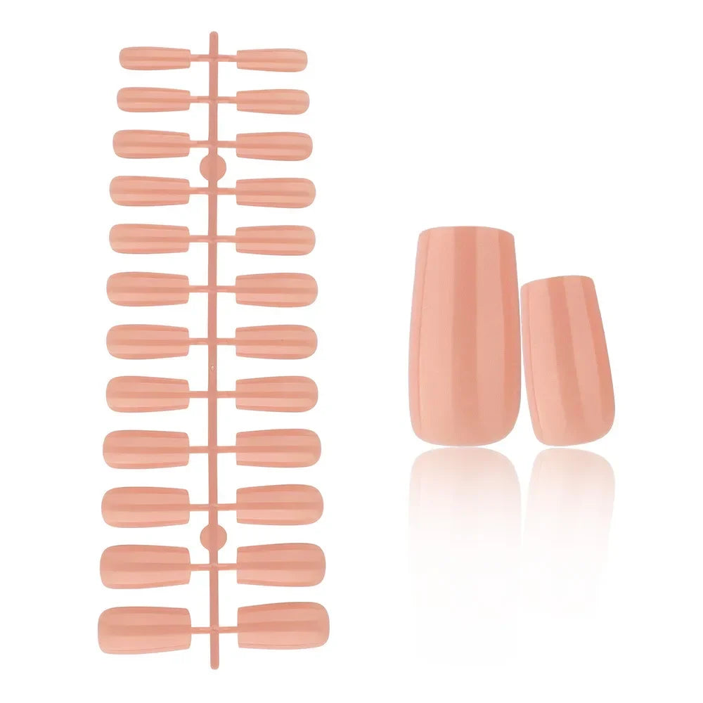 24 Pcs Solid Color Nail Tips Extension System Soft Gel Fake Nail Sculpted Square Full Cover Press on Nail Tips Artificial Nails