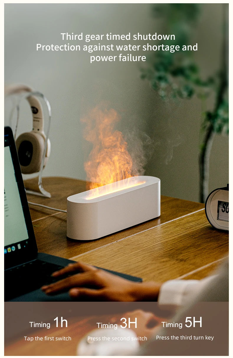 2023 Flame Aroma Diffuser Air Humidifier Cool Mist Maker Fogger Essential Oil Fire  Led Lamp Diffuser Ultrasonic For Home Office