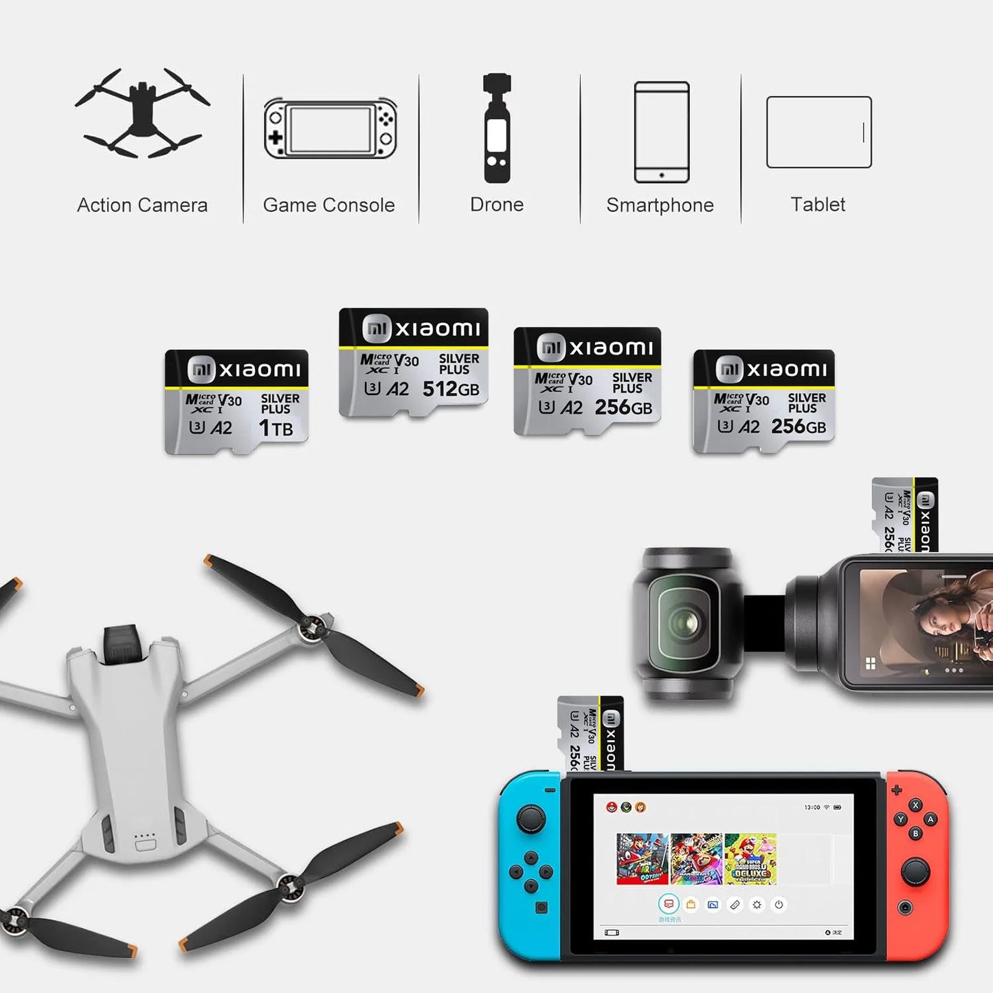 Xiaomi SD Memory Card 1TB 512GB Ultra Micro SD Card 128GB 256GB U3 V30 4K Full HD TF Memory Flash Card For Phone Computer