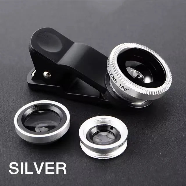 3in1 Fisheye Wide Angle Micro Camera Lens for iPhone Xiaomi Redmi 3in1 Zoom Fish Eye Len on Smartphone Lenses with Phone Clip