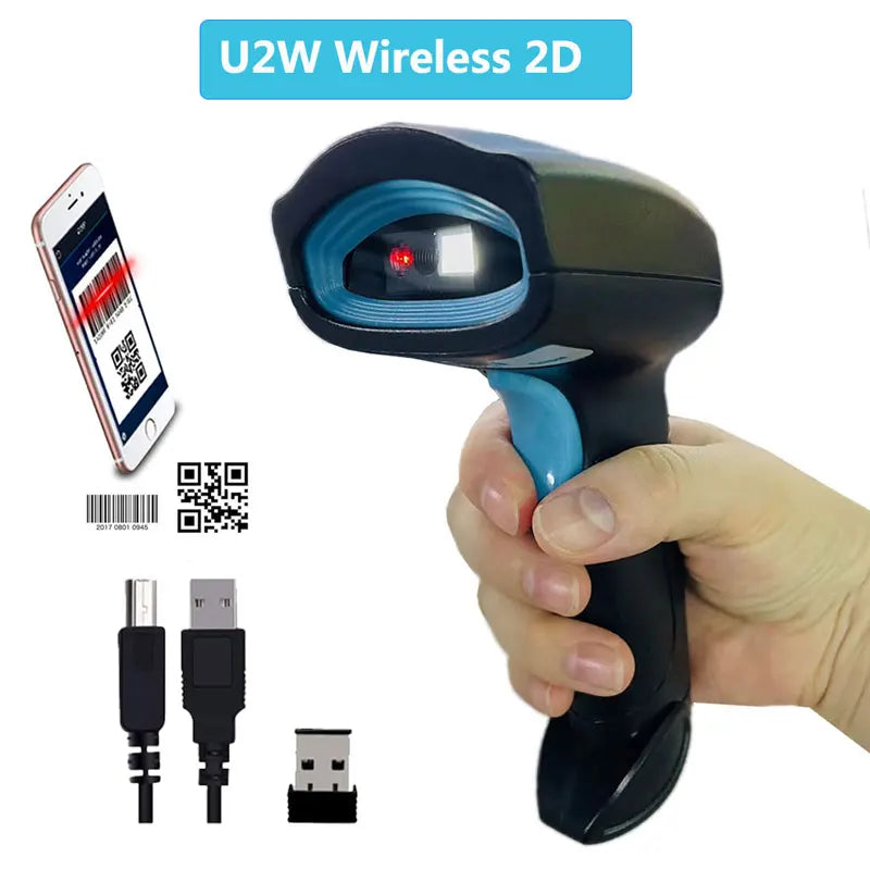 1D/2D Barcode Scanner Wired/Wireless/Bluetooth QR Code Reader for Pos System,PDF417 Desktop Scanner for Warehouse Inventory Shop