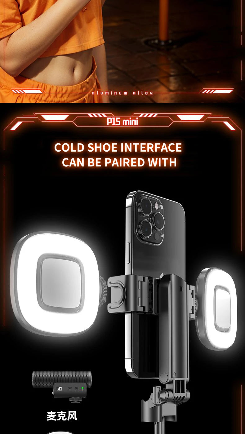 P15Mini Selfie Stick Tripod 3 in 1  Extendable Grip Phone Tripod with Detachable Remote for Vlog Livestreaming Photography