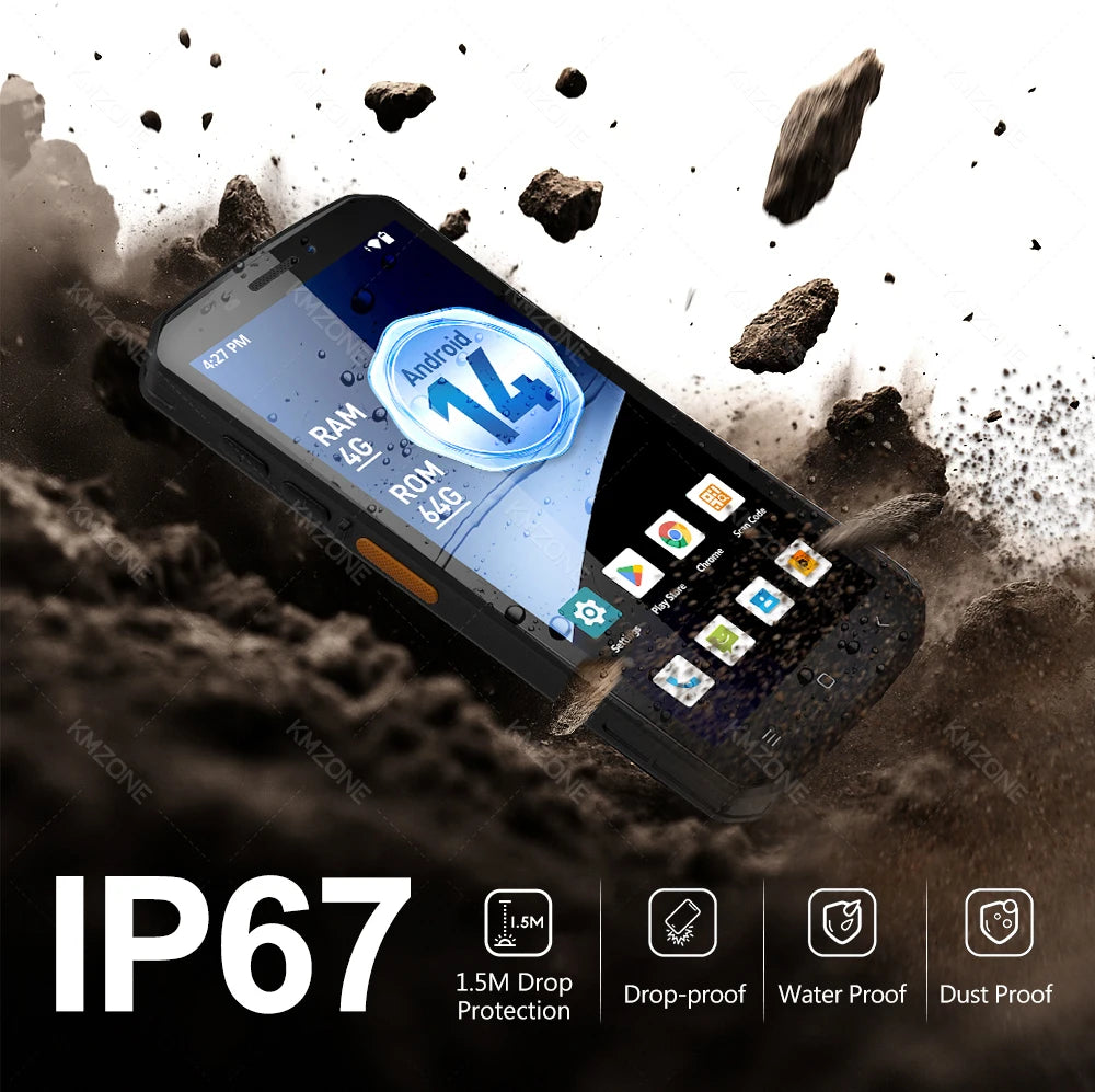 MTK6765 PDA Terminal Android 14 with NFC 4G64G Wifi GPS 1D 2D QR Barcode Scanner Reader Data Collector Mobile Warehouse device