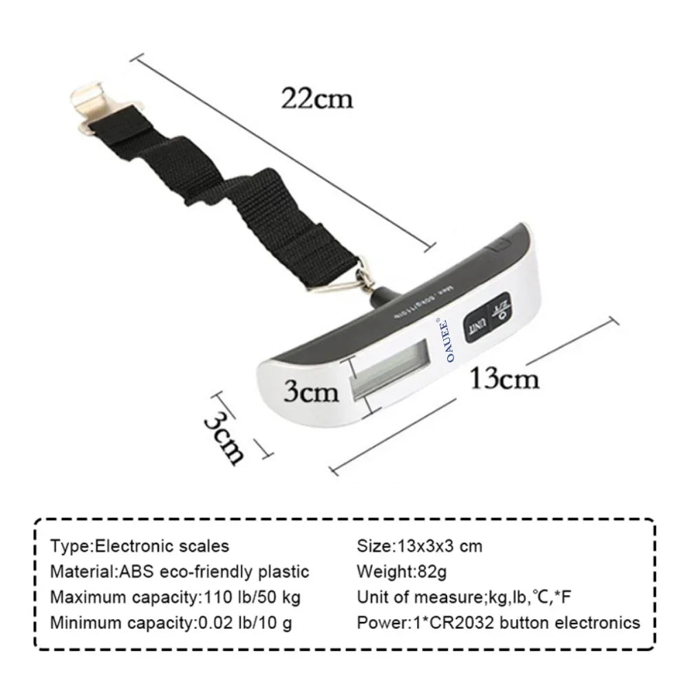 Portable High Precision Scale Digital LCD Display Suitcase Travel Bag Hanging Steelyard Hook Balance Scale Tools 110lb/50kg