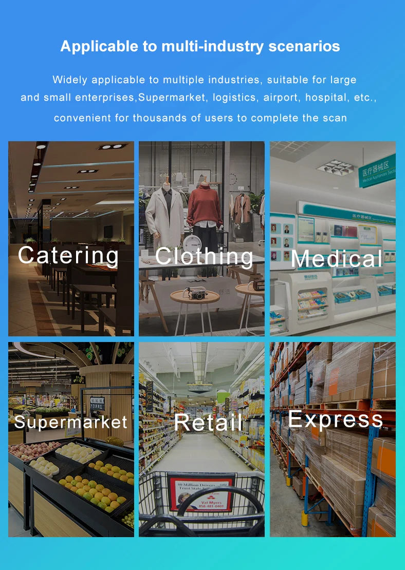 1D/2D  Supermarket Handhel  Barcode Bar  Code Scanner  Reader QR   PDF417 Bluetooth 2.4G Wireless &Wired USB Platform